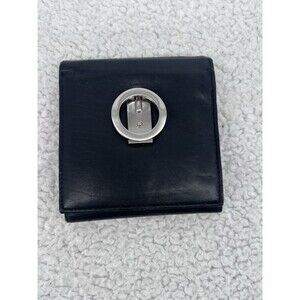 Vintage Wilson’s Leather Trifold Wallet Silver Hardware Black Cards